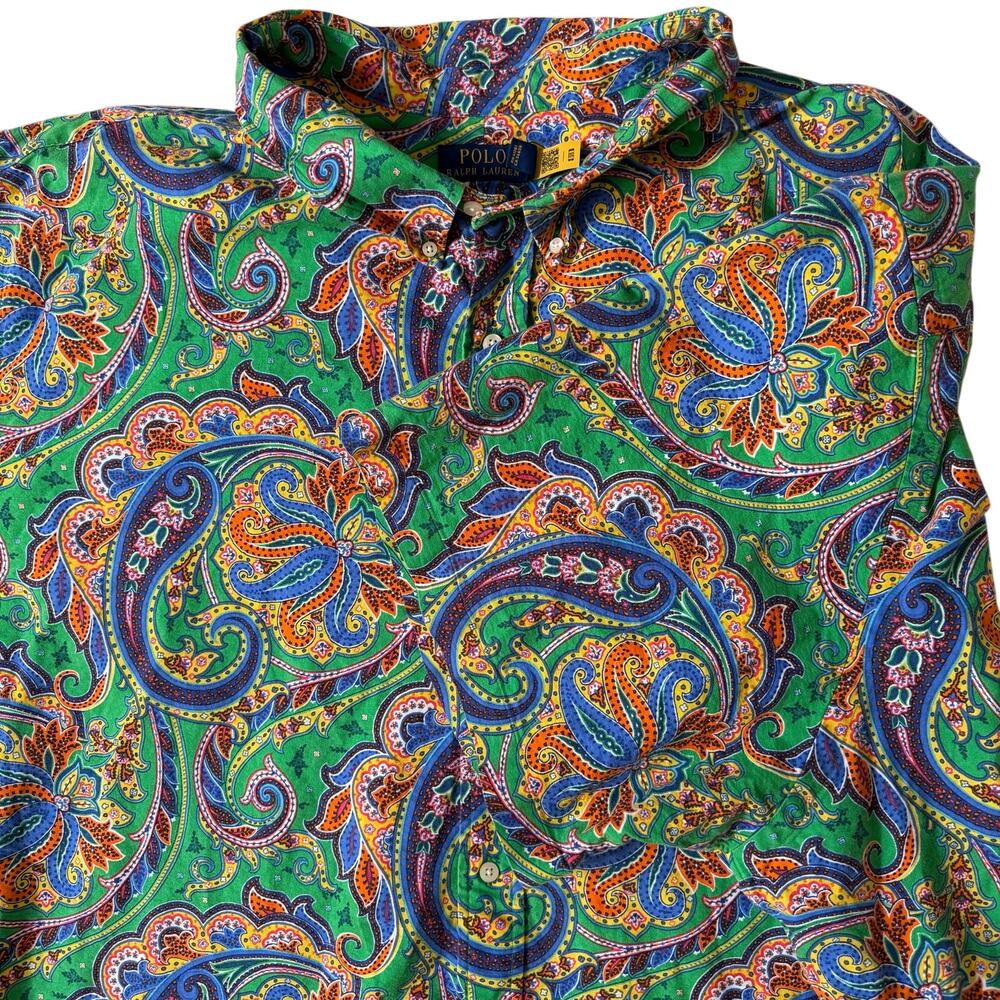Polo Ralph Lauren Mens Big & Tall 6XB Paisley Short Sleeve Button Down Shirt